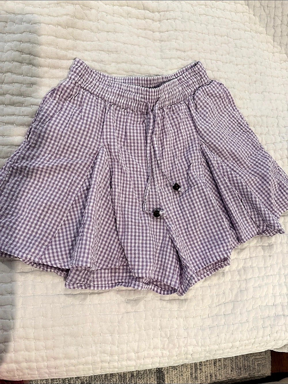 ZARA Gingham Shorts Purple & White
